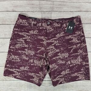 NEW Under Armour Men's Size 40 Golf Printed Shorts Maroon Splatter MSRP $70
